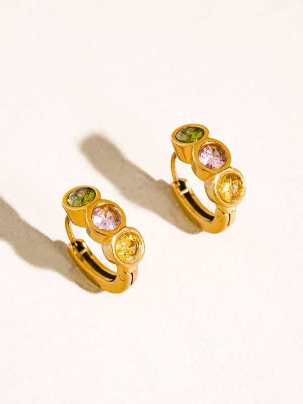 colorful cz hoop | 18k earring
