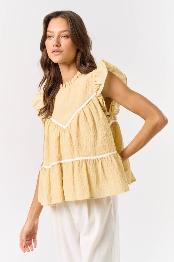 ruffled tiered top | yellow
