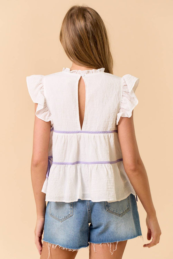 ruffled tiered top | yellow