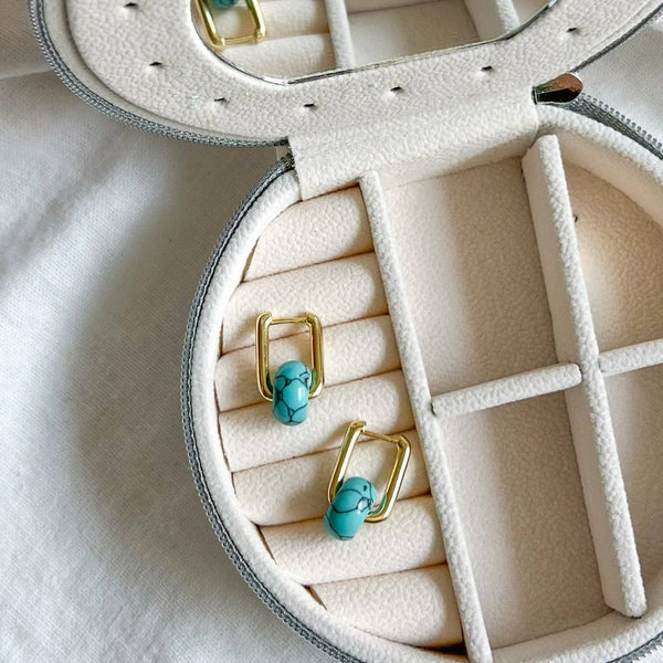 turquoise huggie  | drop earring