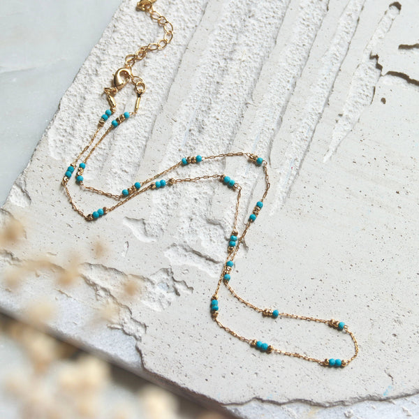 beaded turquoise chain necklace