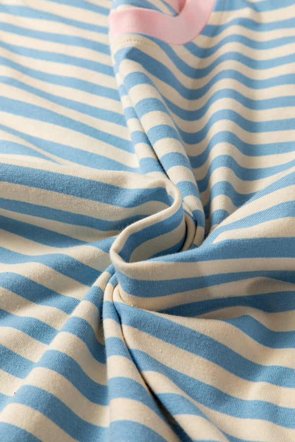 stripe tee | sky blue + pink