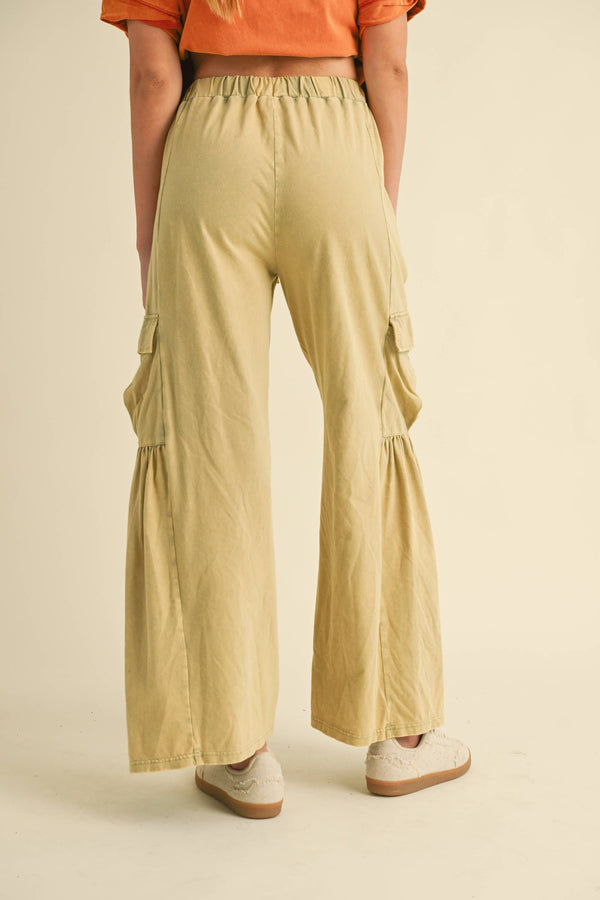 beige cargo pants | cool matcha