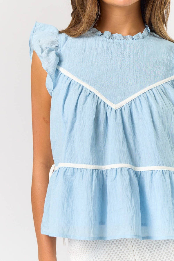 ruffled tiered top | yellow