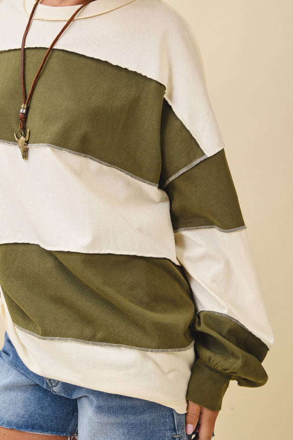 stripe long sleeve slouchy top | butter & olive