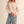 scallop puff sleeve sweater | almond red