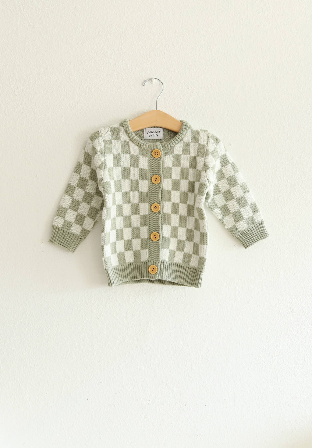 baby checkered cardigan | sage + cream