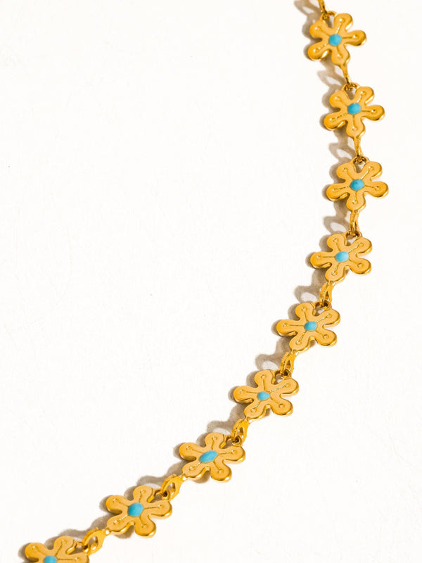 daisy + blue chocker 18K | necklace