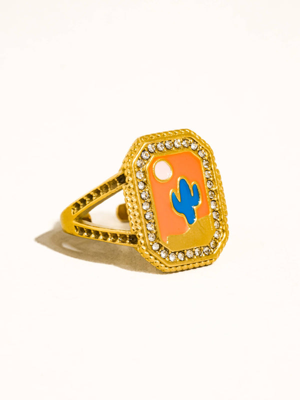 orange cactus statement 18k gold | ring