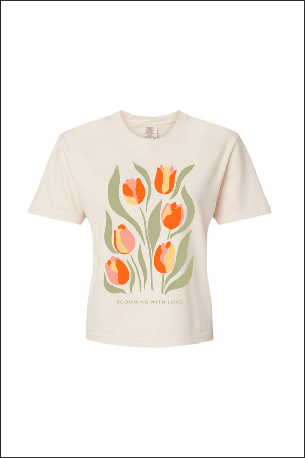 blooming with love | cream boxy cropped tee PREORDER