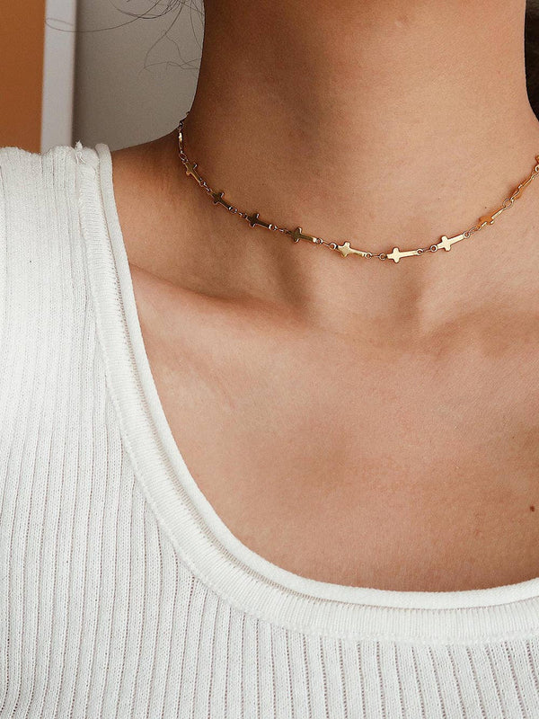 cross choker | 18k gold necklace