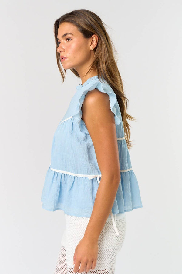 ruffled tiered top | yellow