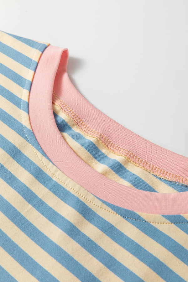 stripe tee | sky blue + pink