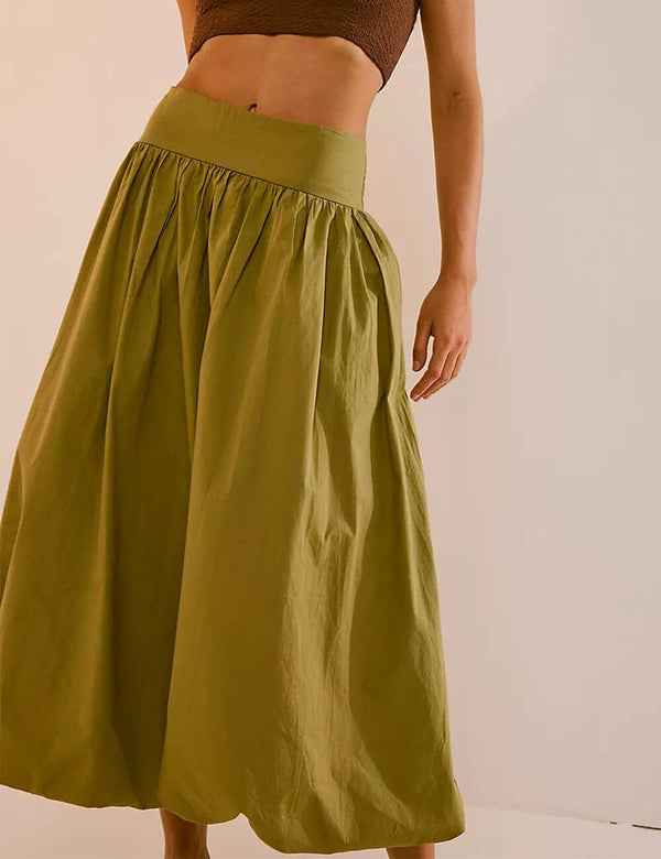 bubble wide waistband long skirt | palms
