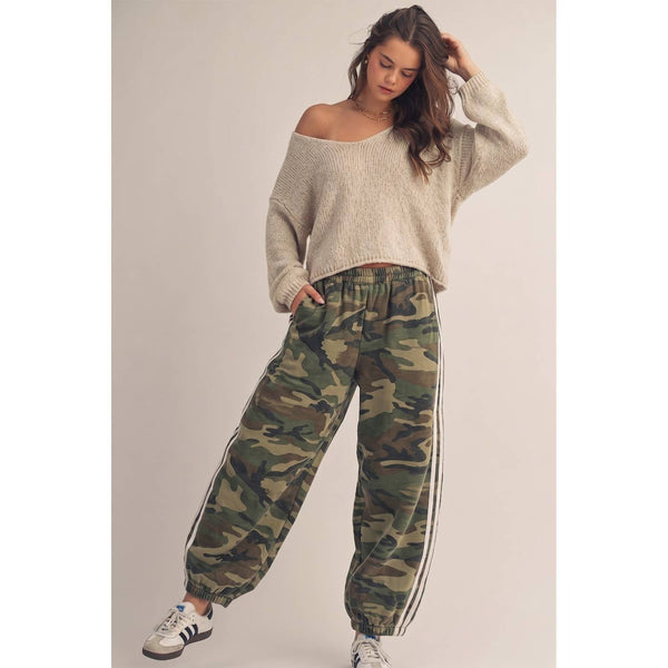 soft striped track jogger | camo
