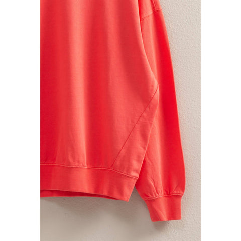 warm long sleeve french terry sweatshirt | coral