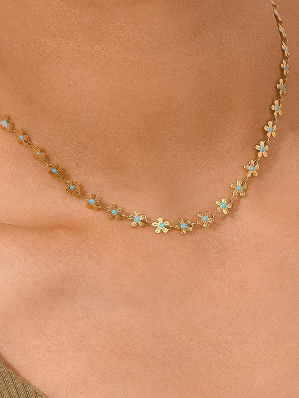 daisy + blue chocker 18K | necklace