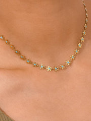 daisy + blue chocker 18K | necklace