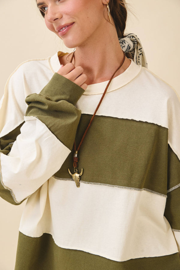stripe long sleeve slouchy top | butter & olive