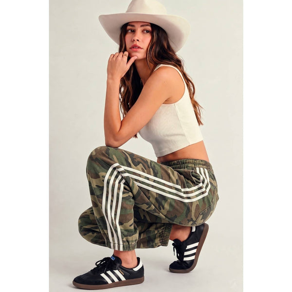soft striped track jogger | camo