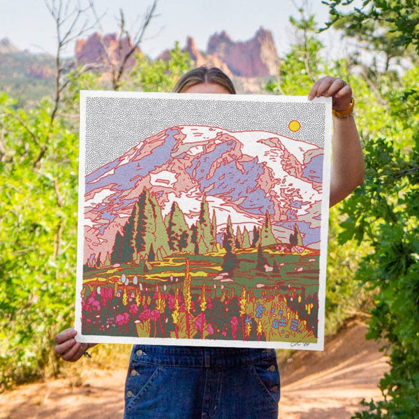 mount rainer art print | 12 x 12