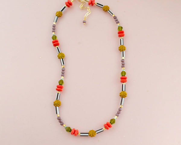 nixie flower beaded necklace