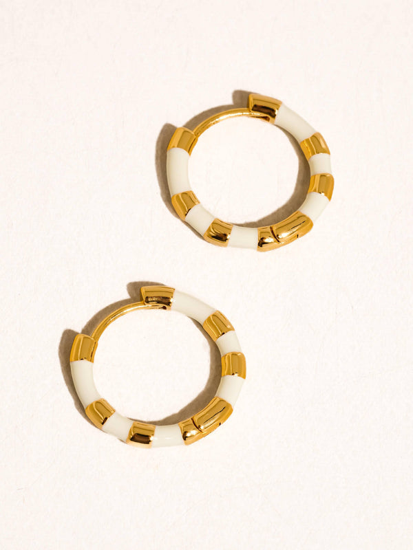 white hoop earring | 18k gold