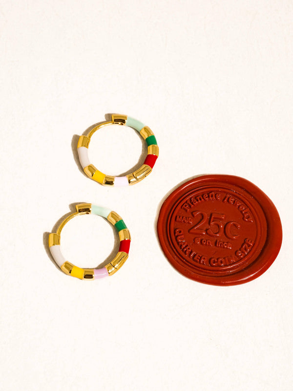 white hoop earring | 18k gold