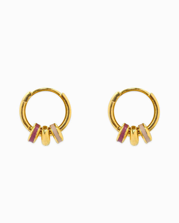 pink rondelle ring link | hoop earrings