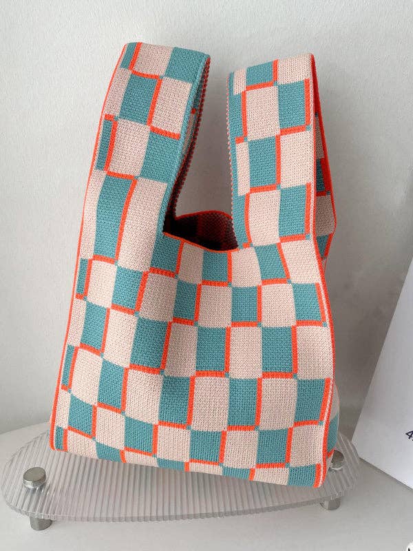 check contract mini bag | pink + teal