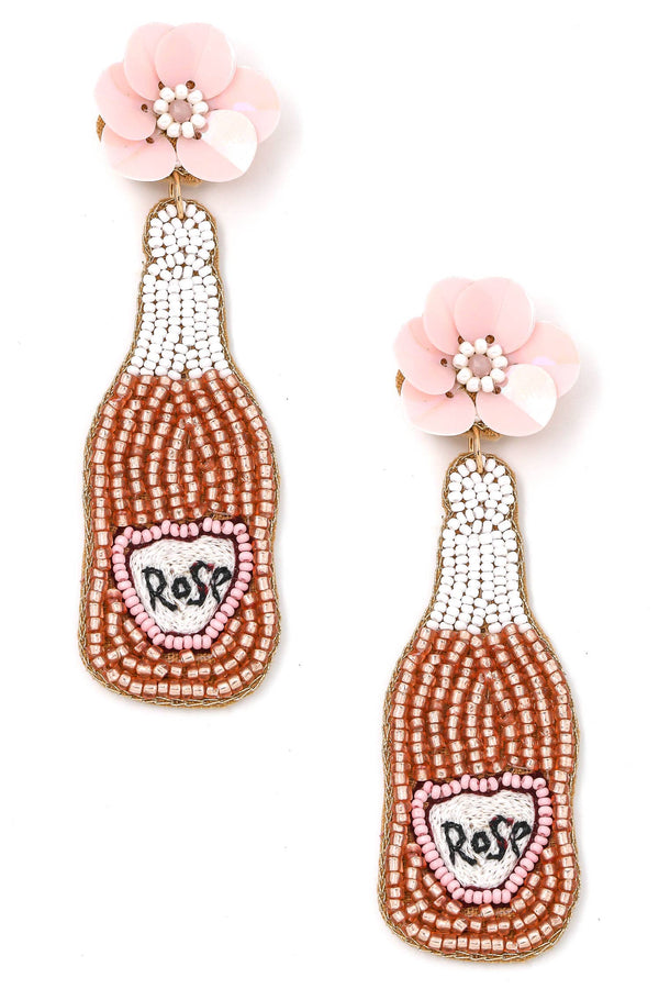 beaded champagne bottle | earrings