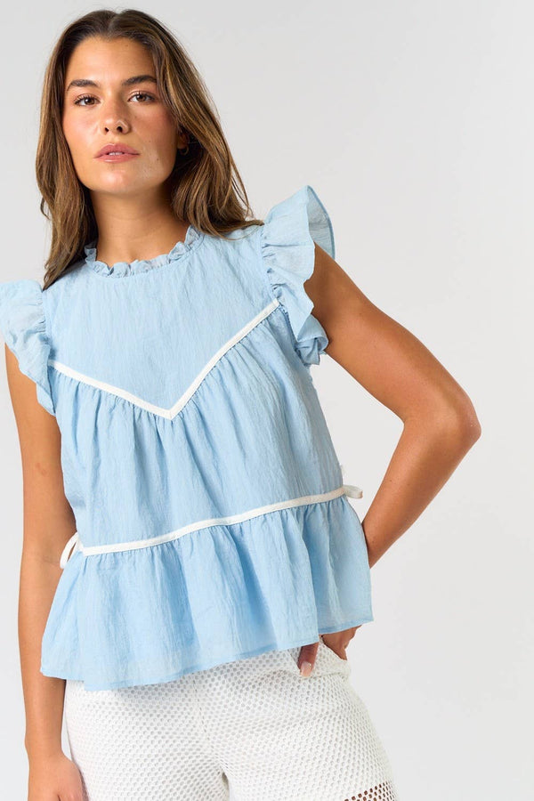 ruffled tiered top | yellow