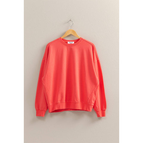 warm long sleeve french terry sweatshirt | coral