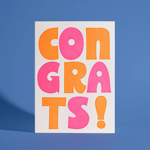 letterpress greeting card | congrats!