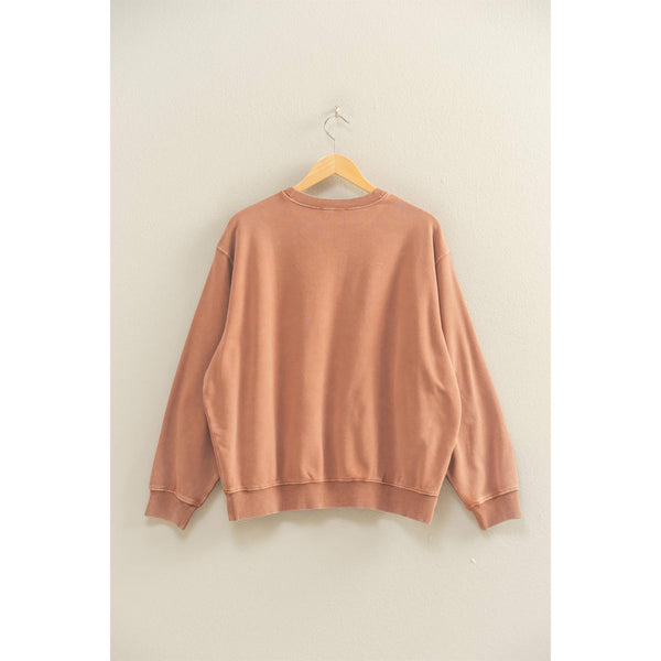 oversized mineral washed sweatshirt | chestnut