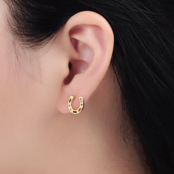 horseshoe stud 16k | gold filled