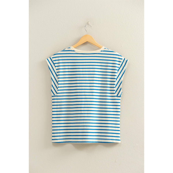 striped cap sleeve tee | blue