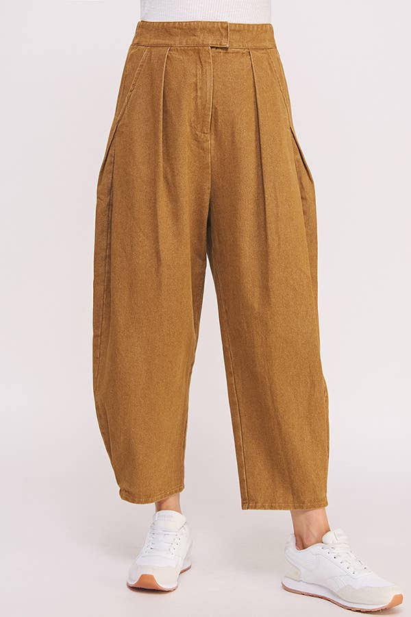 high waisted pleated baggy trousers | mocha
