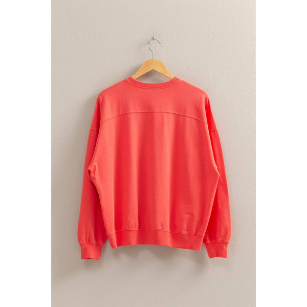 warm long sleeve french terry sweatshirt | coral