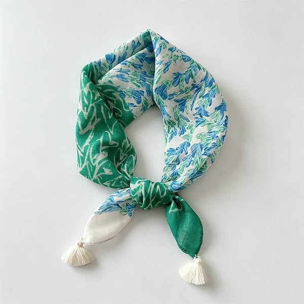 floral tassel bandana | green + blue