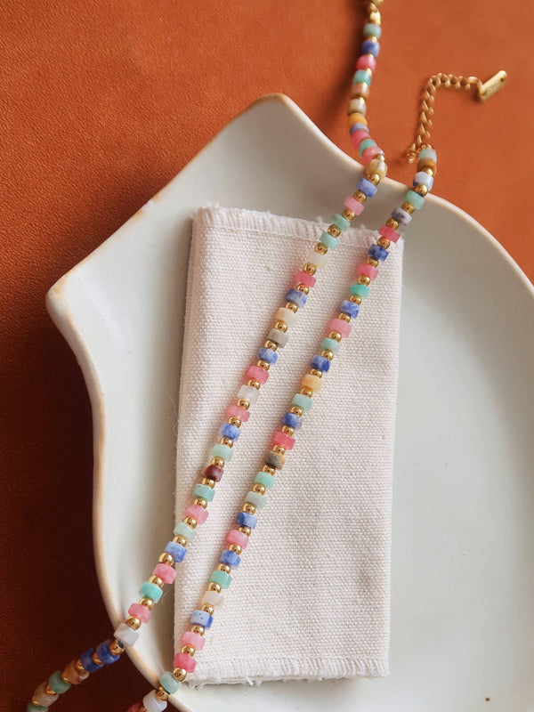 bead boho necklace | multi color