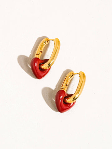 lilou red heart | chain earring