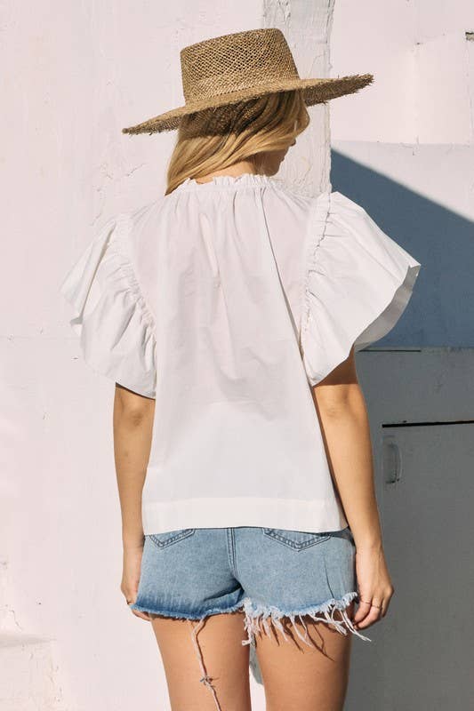 poplin blouse | white