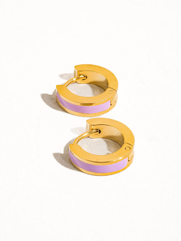 gold colored hoop | purple