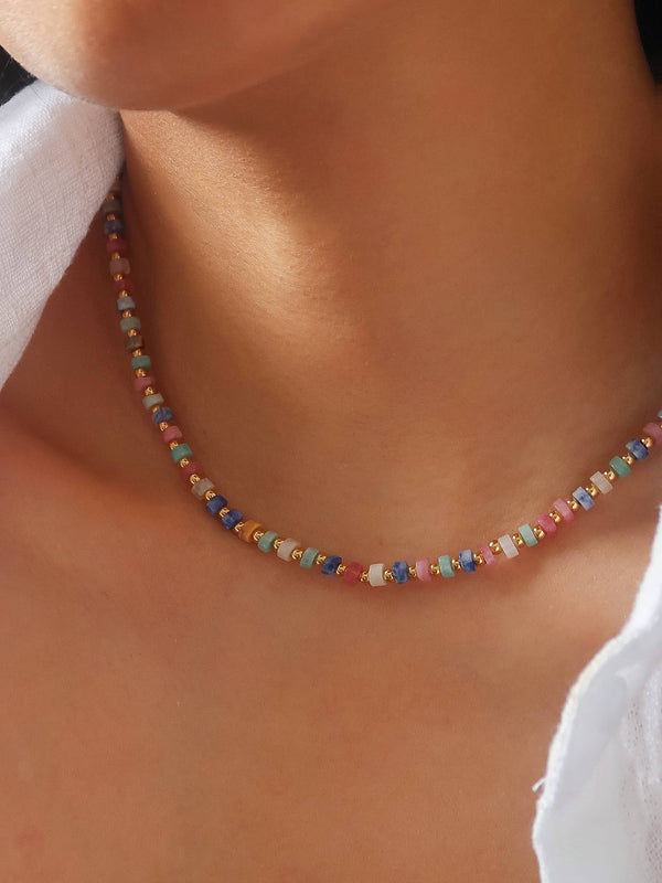 bead boho necklace | multi color