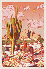 saguaro cowboy art print | 12 x 18