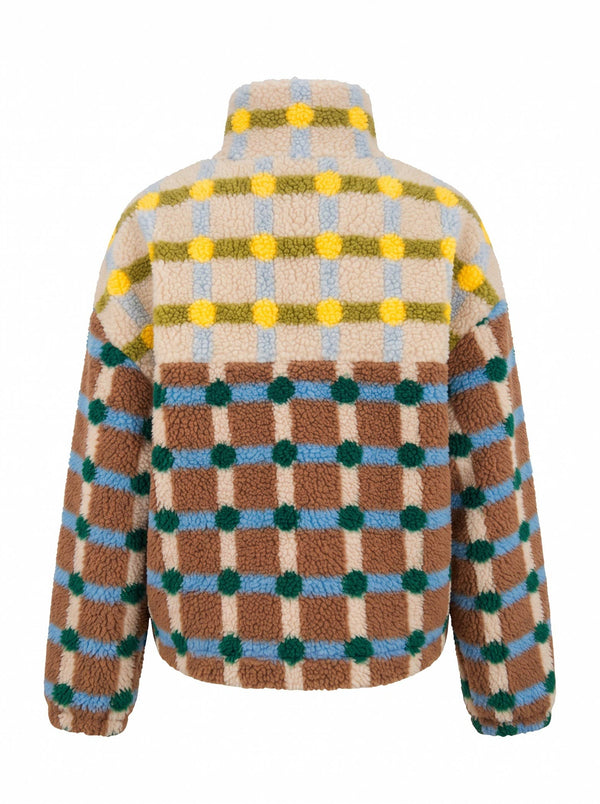 mixed plaid cover jacket | brown + cream