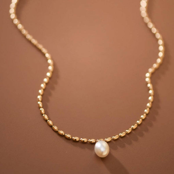 gold + single pearl | necklace 18k