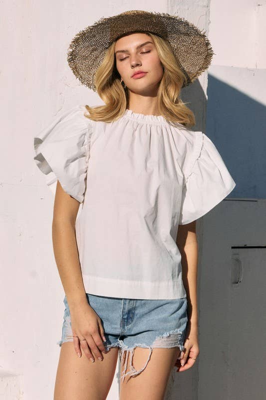 poplin blouse | white