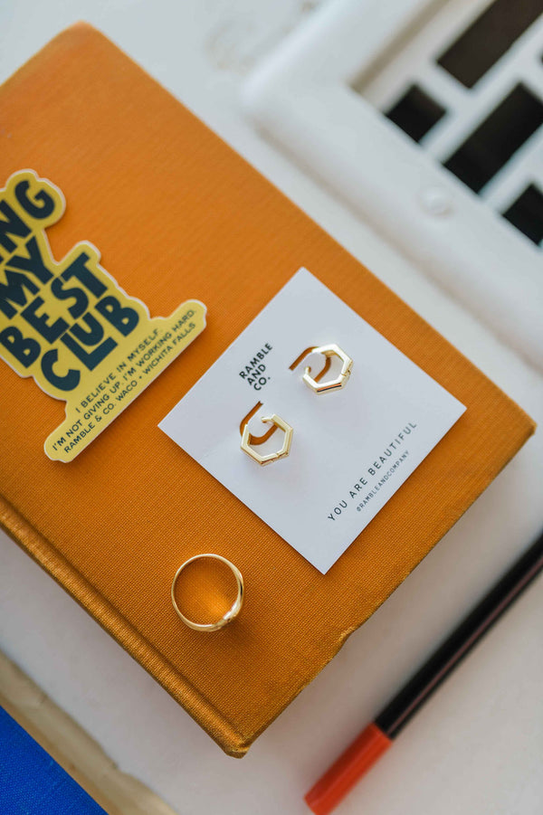 hexagon huggie hoop | gold filled